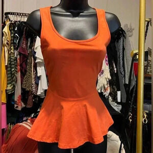 Orange Peplum Sleeveless Top